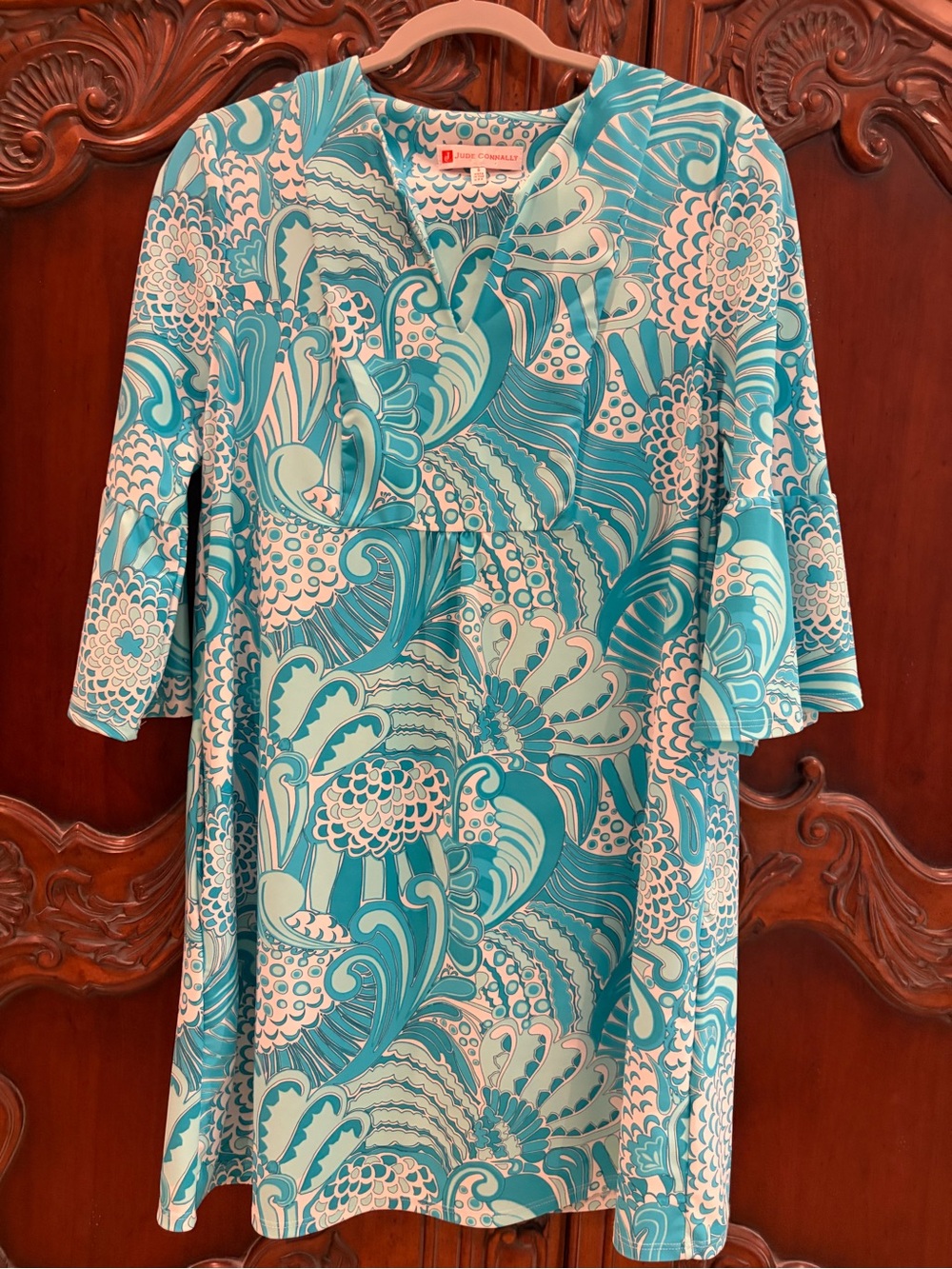 Jude Connally Turquoise & Aqua Floral-Print Tunic Dress